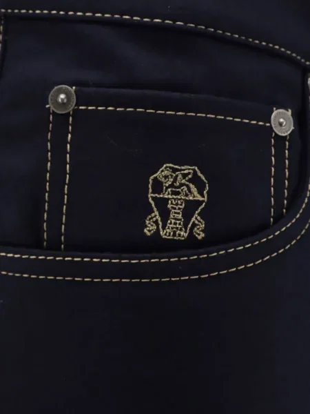 Pantaloni Brunello Cucinelli cu broderie albastru