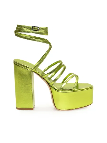 Kamizelka Paris Texas na platformie skórzana zielona