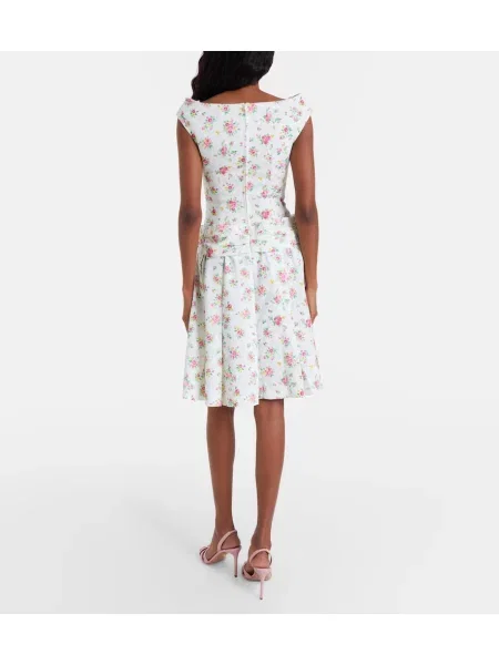 Fustă Shushu/tong cu model floral alb