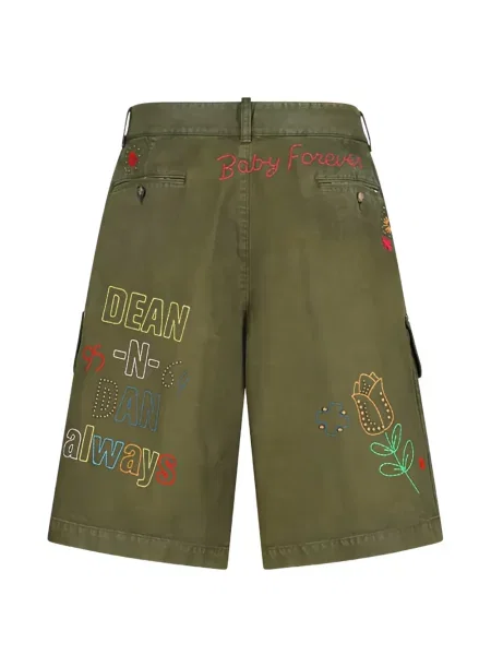 Pantaloni scurți cargo Dsquared2 cu broderie verde