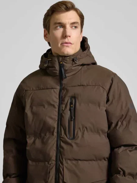 Parka z kapturem i z patką model ‘TEXXXACTIVE’ Camel Active