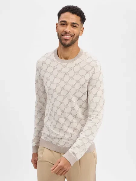 JOOP! sweter z dzianiny Priamo Mężczyźni wzorzysty M beżowy