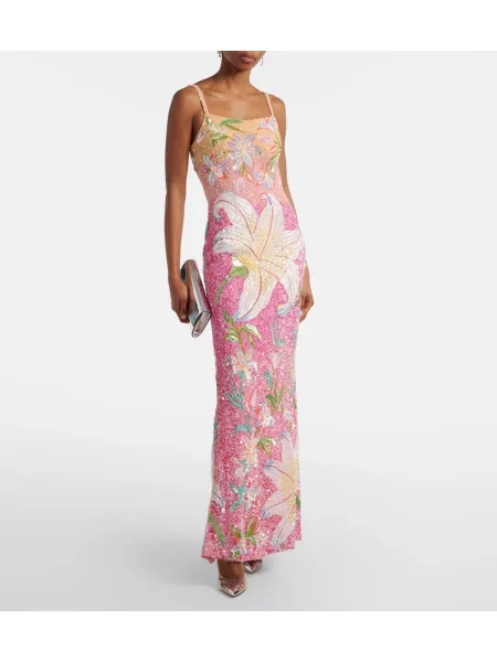 Rochie La Fuori cu model floral roz
