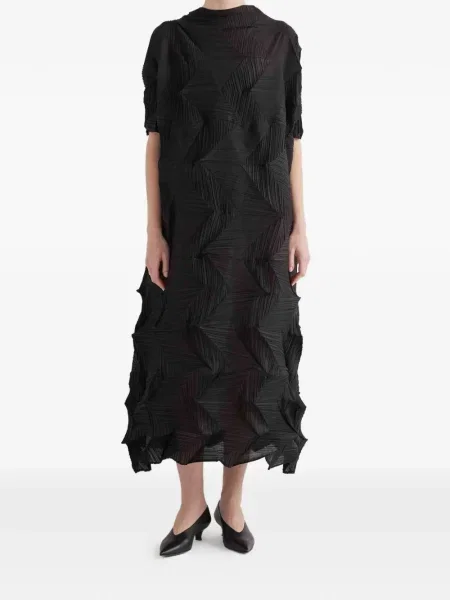 Sukienka midi Meimeij plisowana do kolan garniturowa czarna