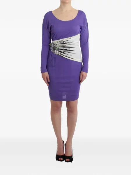 Rochie mini Roberto Cavalli cu model floral cu imagine violet