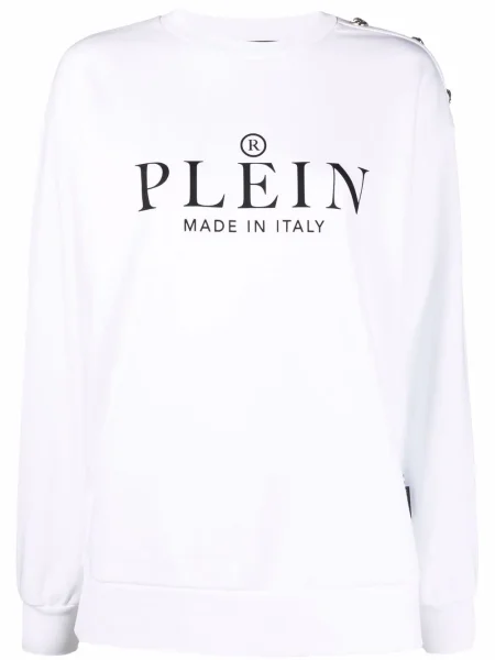 Hanorac crewneck Philipp Plein cu imagine alb