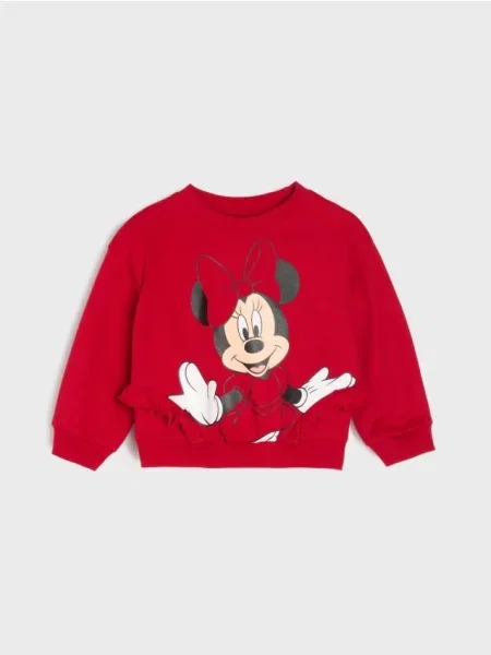 Sinsay mikina crewneck s potiskem Minnie Mouse červená
