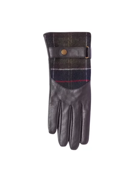 Barbour Skórzane Rękawiczki Tartan braun brązowe