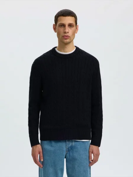 SELECTED Pulover SLMBraun' negru