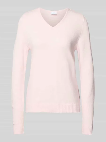 Bluzka z długim rękawem o kroju regular fit z z efektem dzianiny model ‘Viril’ Vila różowa