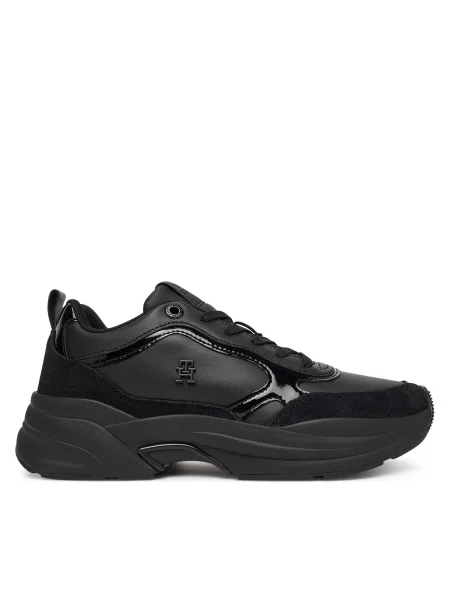 Кожени маратонки Tommy Hilfiger TH CHUNKY RUNNER PATENT черно