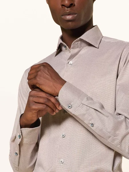 Olymp Signature Košile Signature Tailored Fit hnědá bílá