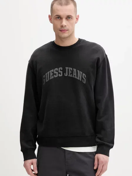 Guess Jeans pulover bombažen črna