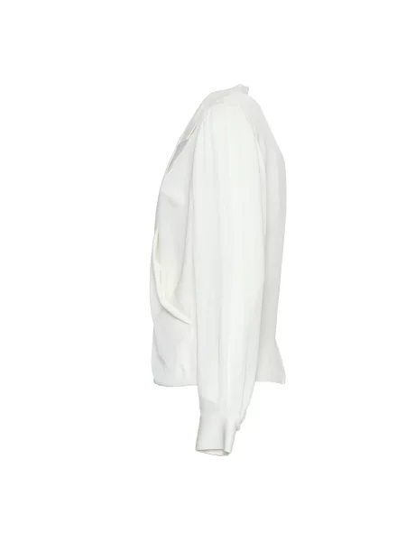 Jedwabna bluzka Theory kopertowa beżowa