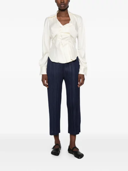 Pantaloni Pleats Please Issey Miyake albastru