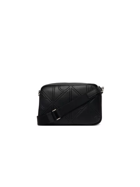 Maža rankinė Calvin Klein Emblem Aop Emboss Camera Bag juoda
