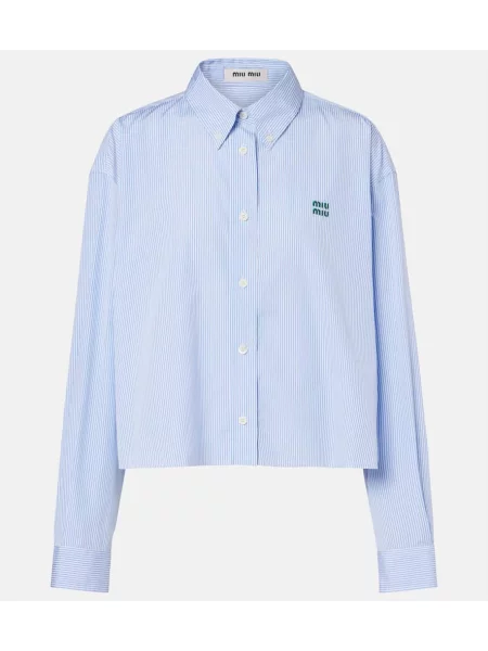 Cropp dungat subțire cămașă Miu Miu din poplin albastru