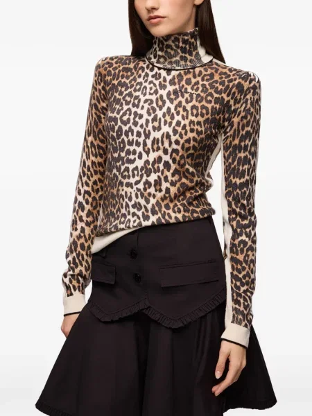 Top Ganni cu imagine cu model leopard maro