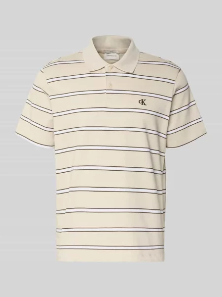 Koszulka polo o kroju regular fit z wyhaftowanym logo Calvin Klein Jeans beżowe