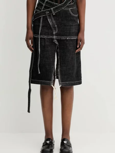 Ottolinger spódnica jeansowa Signature Wrap midi prosta czarny