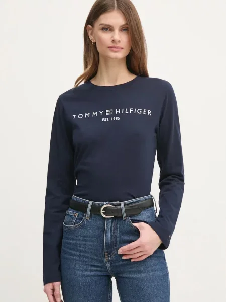 Блуза с дълги ръкави Tommy Hilfiger тъмносиньо