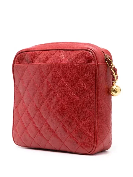 Prošívaná diamant kabelka Chanel Pre-owned červená