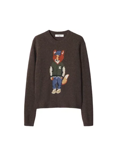 Sweter Maison Kitsune brązowy