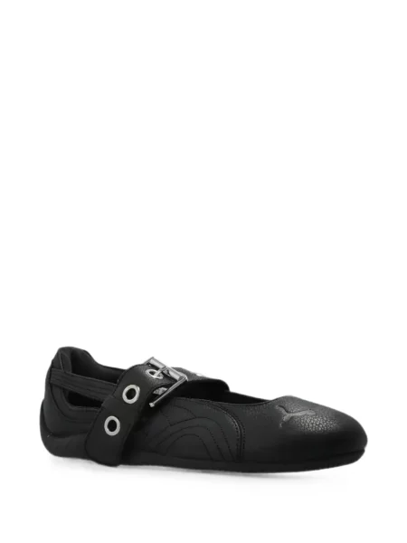 Balerini Puma cu cataramă cu bretele negru