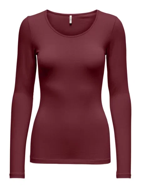 ONLY Bluza Live Love Bordo Stretch Fit rdeča