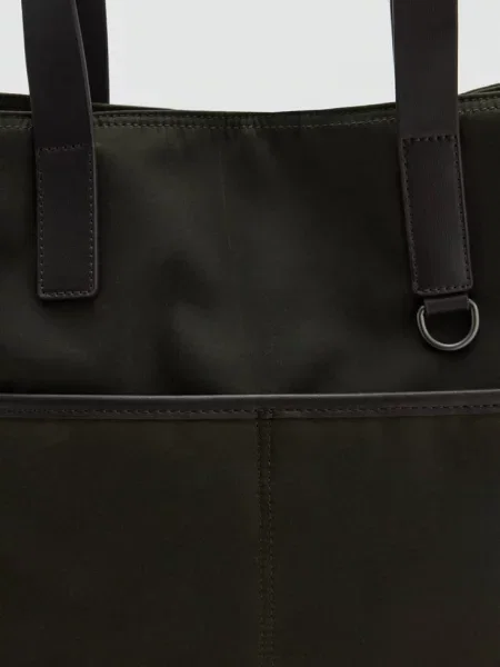 Torba typu tote z efektem woskowania khaki Mężczyzna uniwersalny MANGO MAN