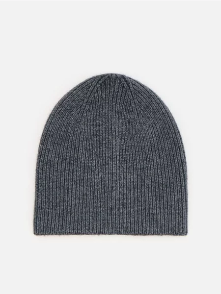 Reserved Vlnená čiapka beanie tmavosivá