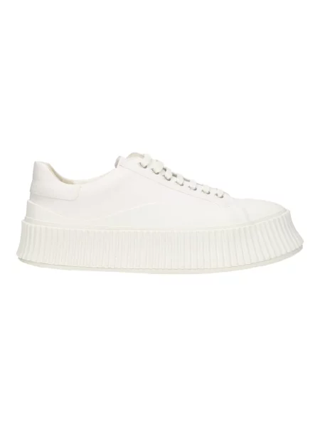 Sneakersy Jil Sander skórzane z okrągłym noskiem białe