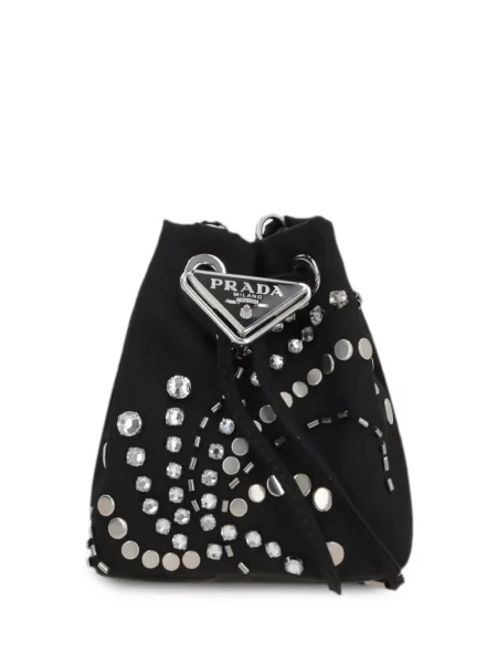 Geantă bucket Prada cu tepi negru