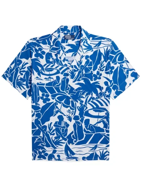 Αρκουδάκι polo Polo Ralph Lauren υφαίνω διαγωνίως με σχέδιο μπλε