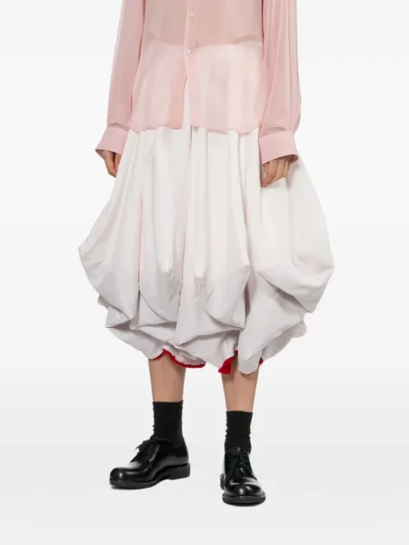 Fustă midi Comme Des Garçons cu volane alb