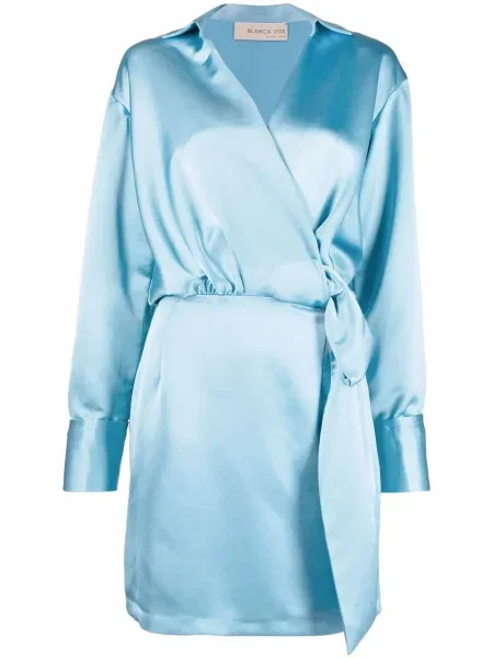 Rochie Blanca Vita din satin de costum albastru
