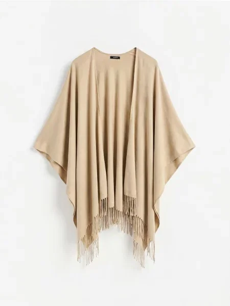 Reserved Poncho cu adaos de galben-pal galben