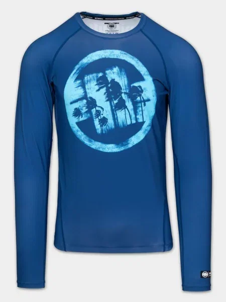 Rashguard longsleeve PITBULL techniczna koszulka sportowa LOGO PALMS niebieska