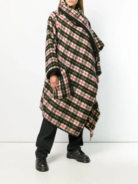 Kostkovaný s límcem kabát Jean Paul Gaultier Pre-owned černý