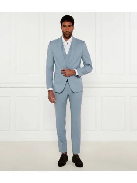 HUGO De lână costum | Extra slim fit albastru