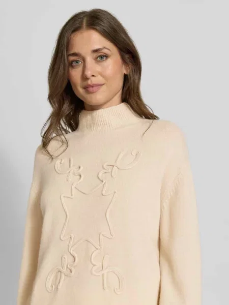 Sweter z dzianiny ze stójką Christian Berg Woman żółty