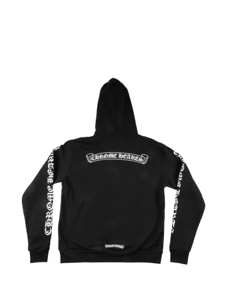Суичър с качулка Chrome Hearts със сърца с автограф черно
