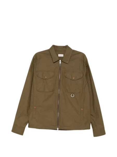 Poplínové dlouhé tričko Moncler s dlouhými rukávy zelené