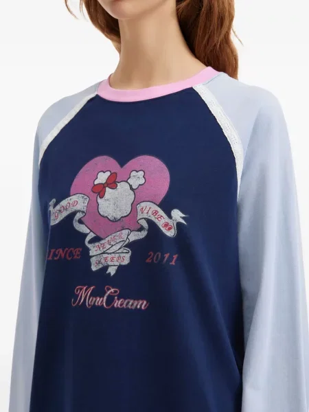 Top Mini Cream cu imagine albastru