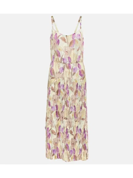 Rochie midi Vince cu model floral plisată până la genunchi