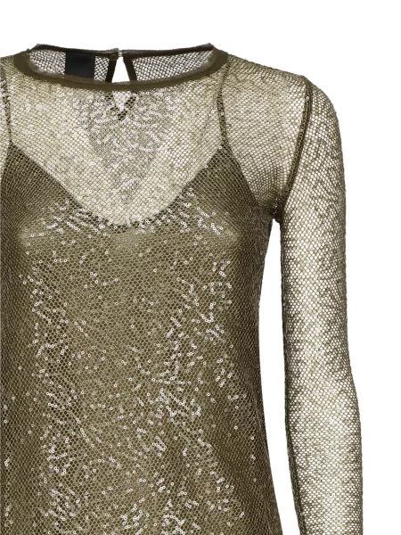 Rochie midi Pinko cu paiete plasă până la genunchi verde