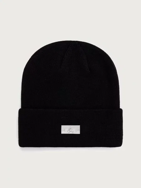 Alpha Industries beanie kapa Metal LabeL črna