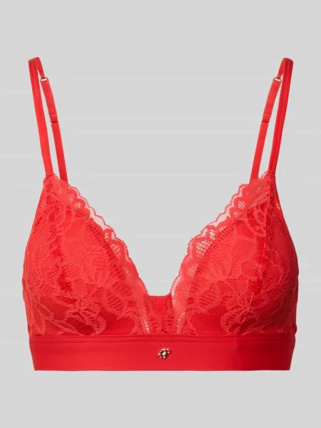 Biustonosz typu bralette z obszyciem z koronki model ‘TRIANGLE_BLOSSOM’ Boss czerwony