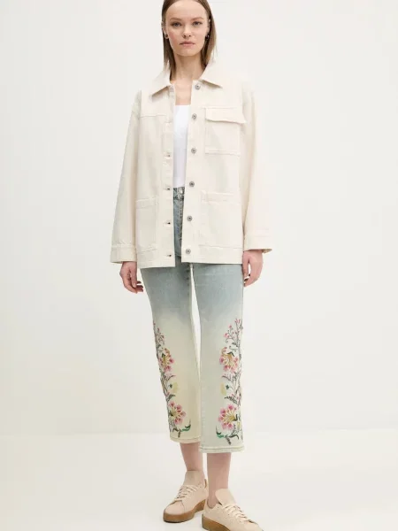 Abercrombie & Fitch kurtka przejściowa oversize beżowy