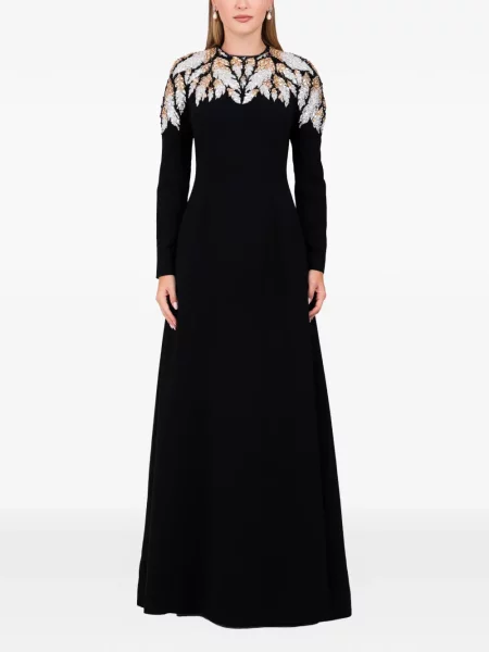 Rochie maxi Dina Melwani de cristal de costum negru